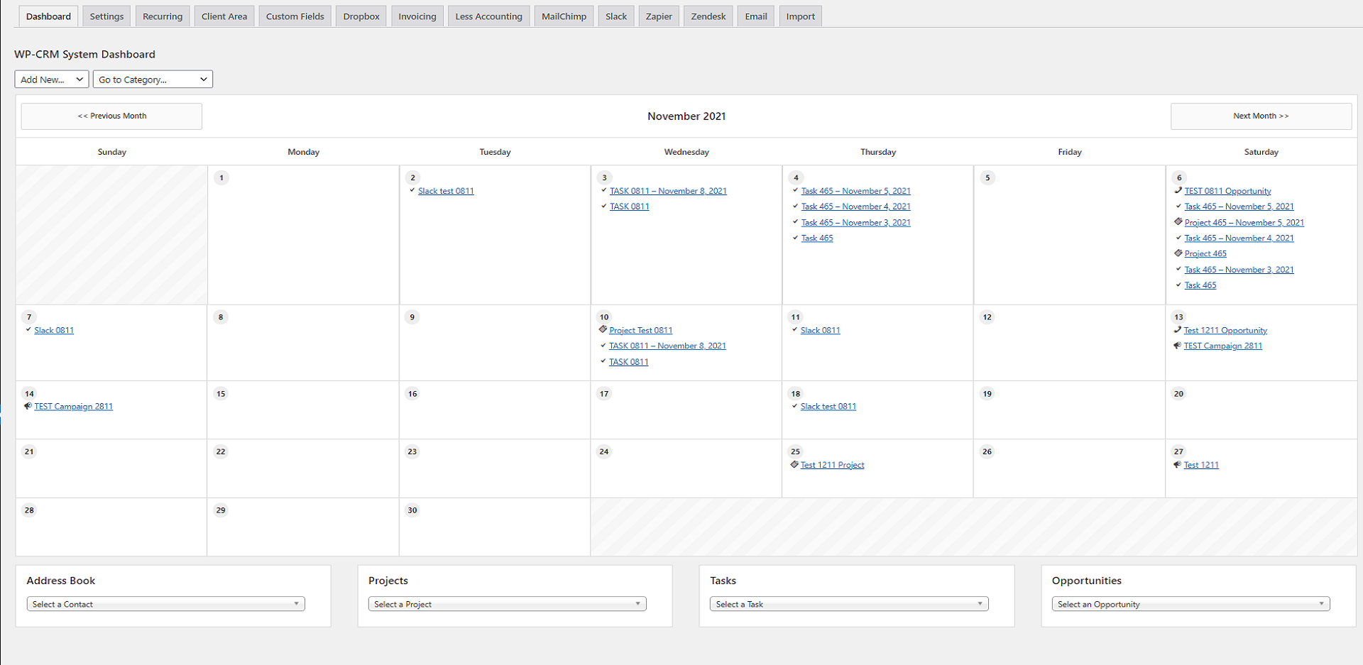 User Interface of WP-CRM System