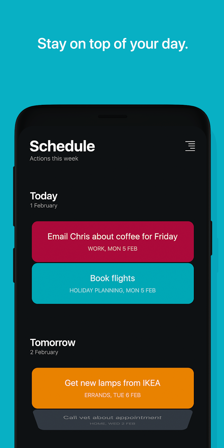 User Interface of Actions