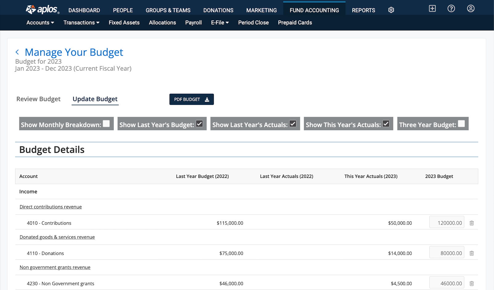 User Interface of Aplos