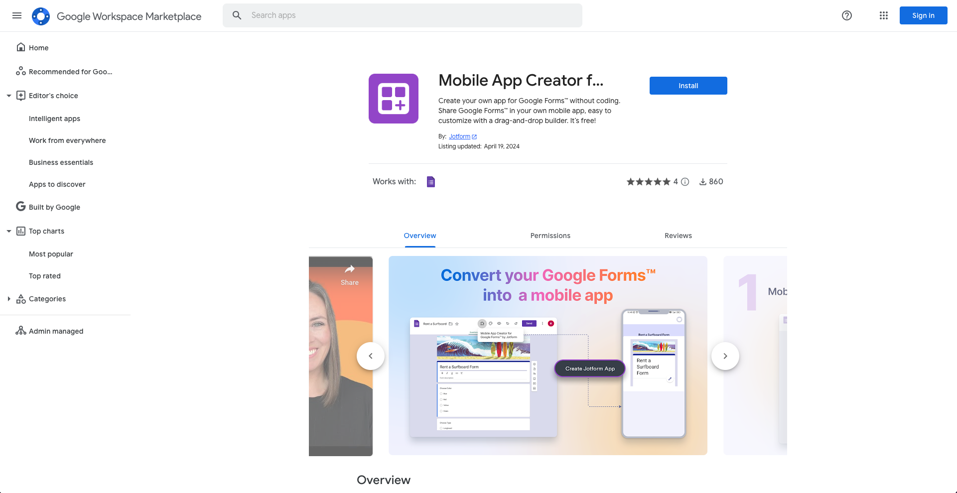 Mobile App Creator for Google Forms™ by Jotform at Google Workspace Marketplace