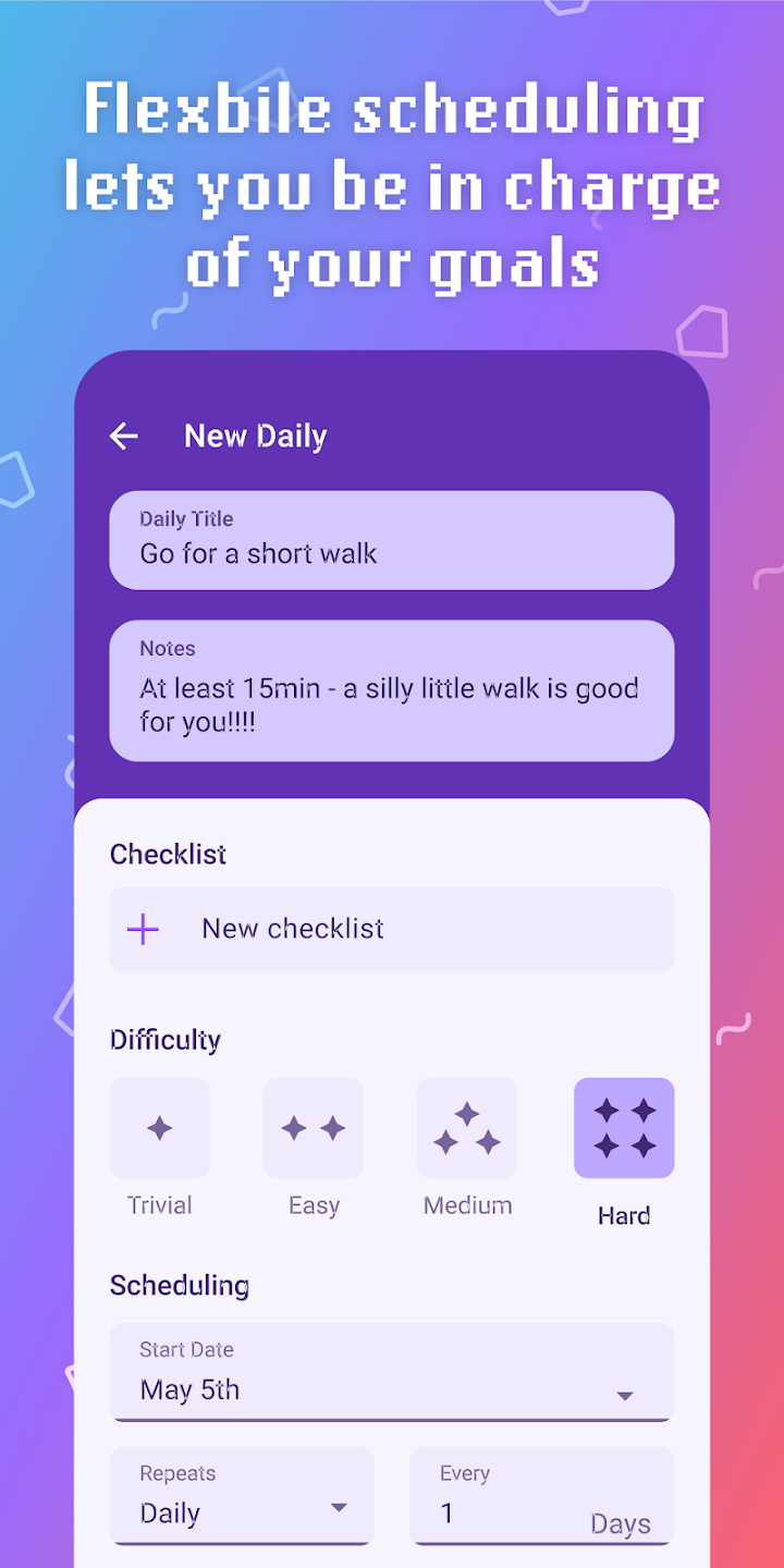 User Interface of Habitica