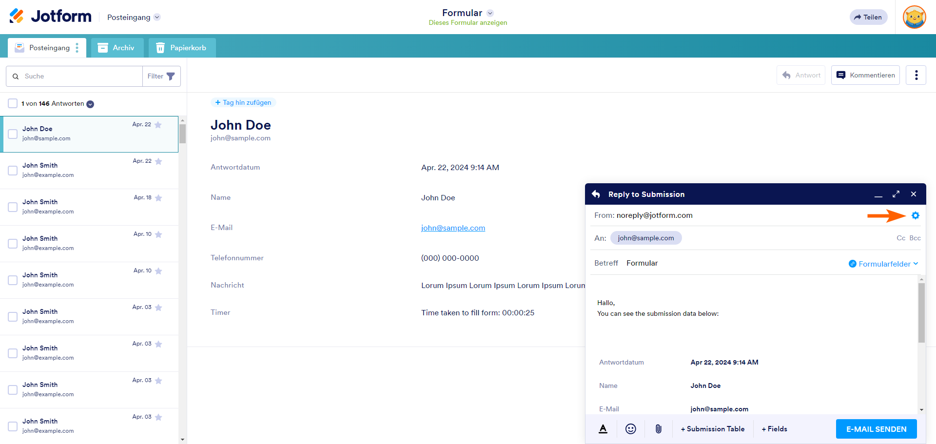 Wie Sie Einträge im Jotform-Posteingang per E-Mail versenden Image-3