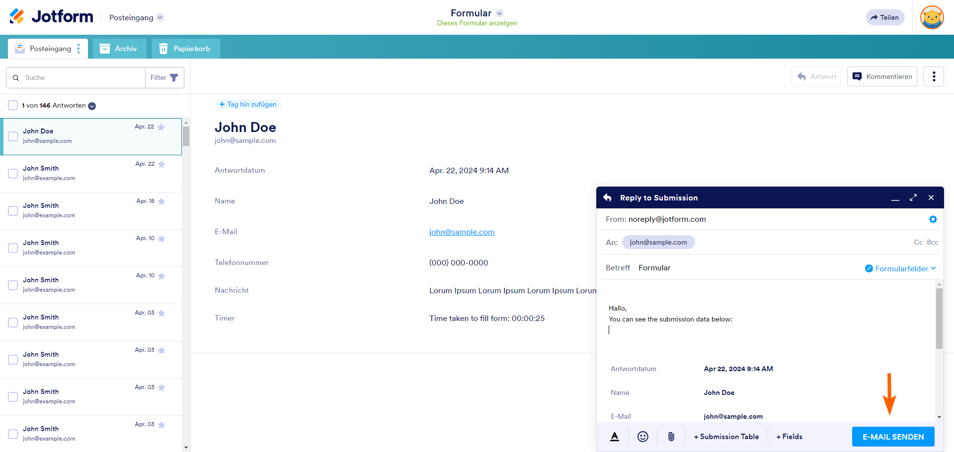 Wie Sie Einträge im Jotform-Posteingang per E-Mail versenden Image-2
