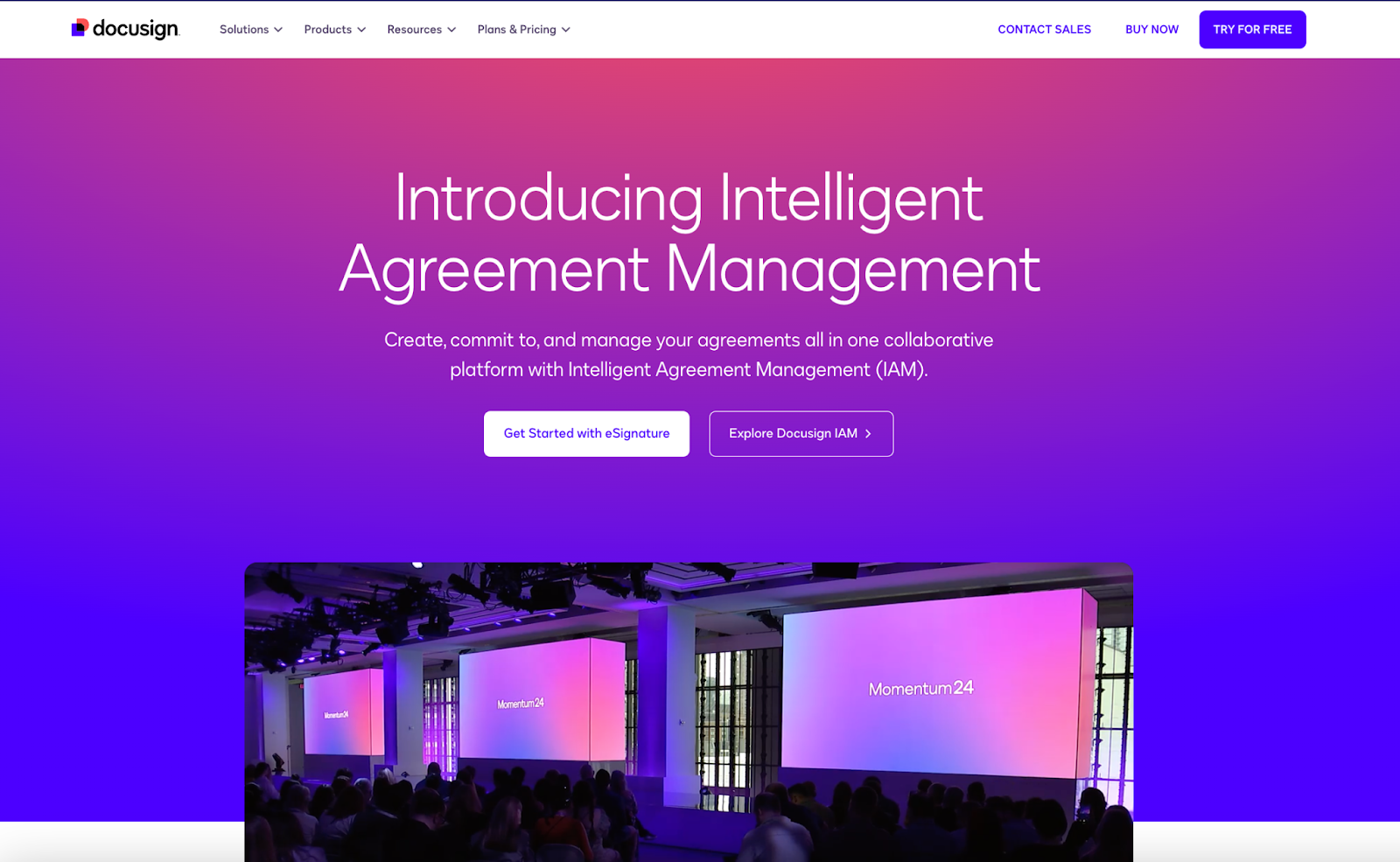 landing page of docusign