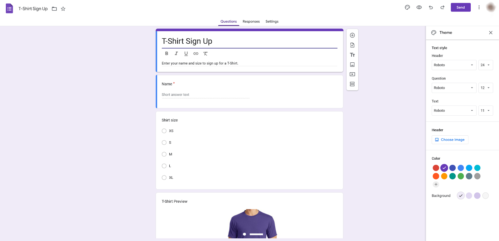 Customizing the Form's Appearance in Google Forms