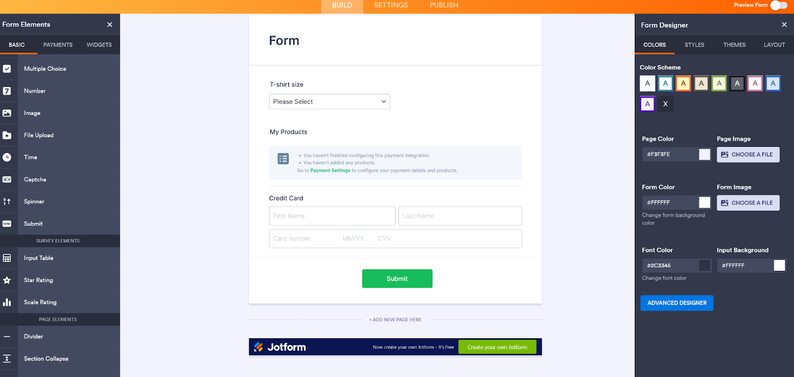 Customizing the Form's Design With Form Designer in Jotform Form Builder