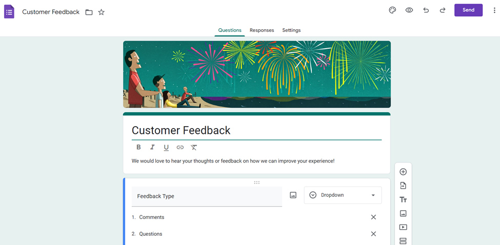 customer feedback in google forms
