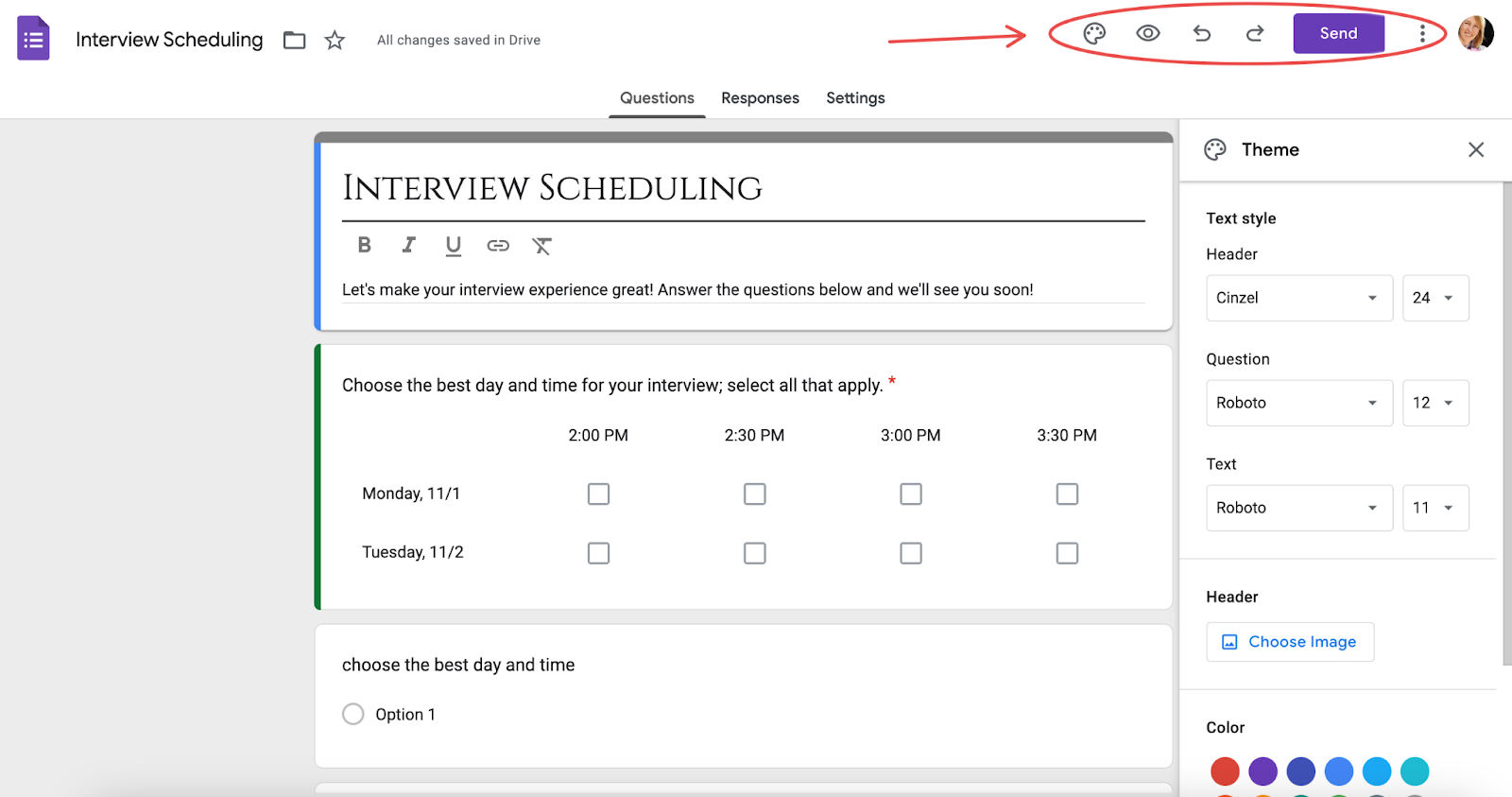 interview scheduling form