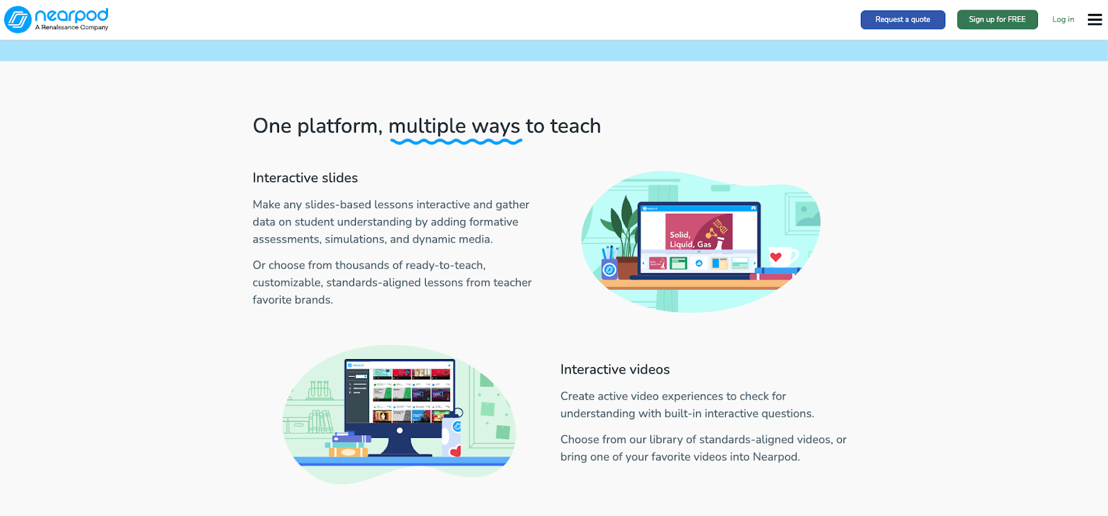 Landingpage von Nearpod