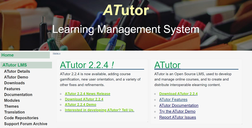 ATutor Landing Page