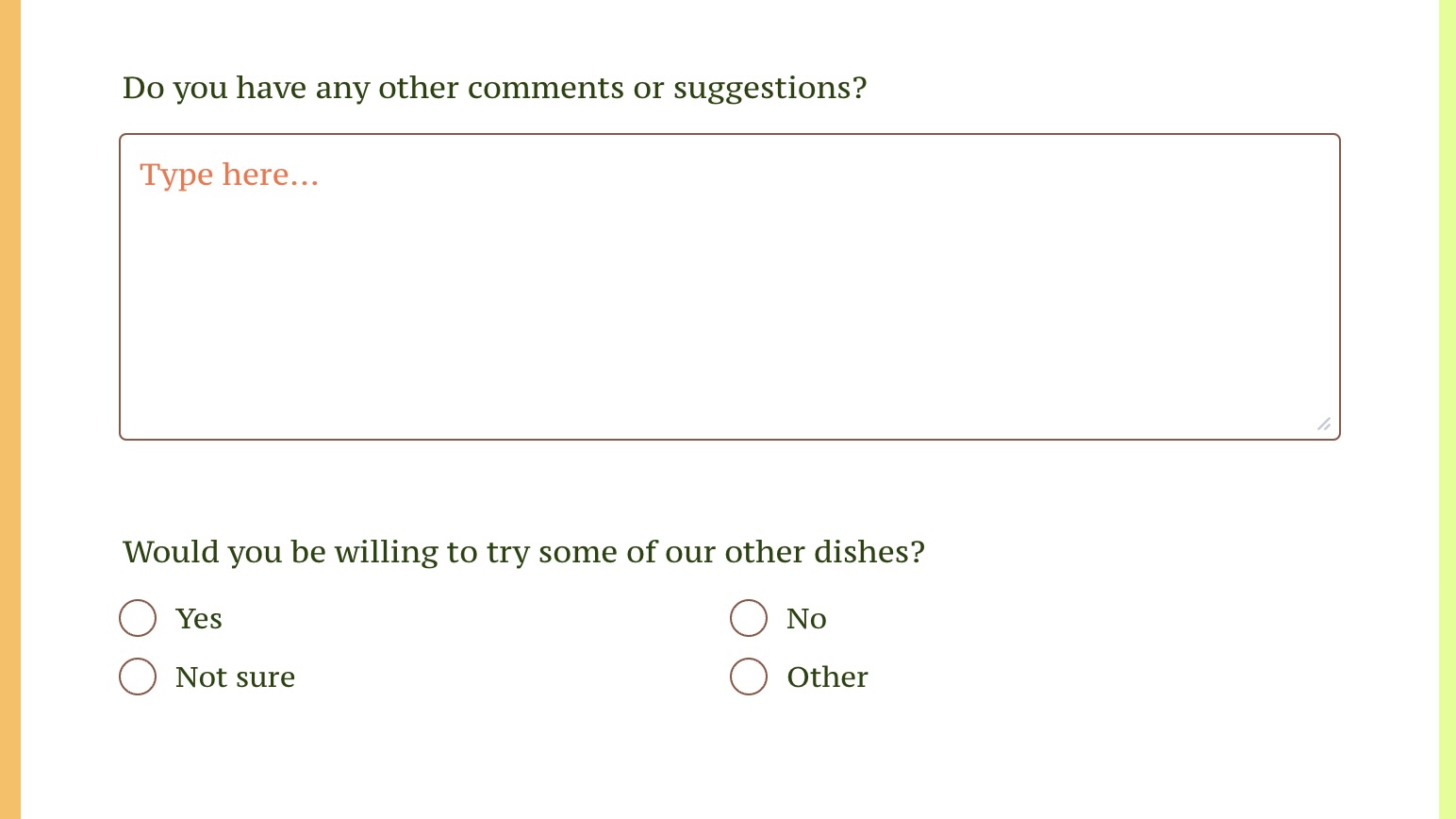 Screenshot of a customer loyalty survey