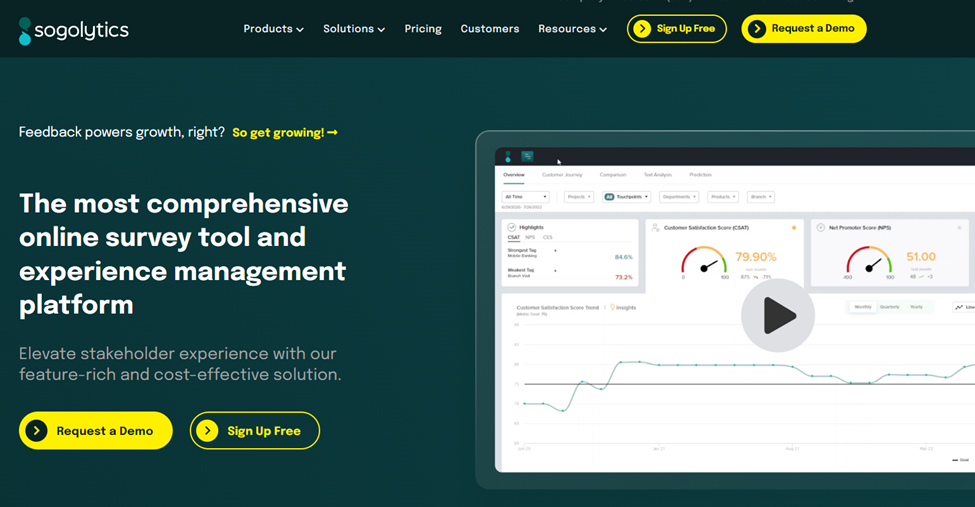 user interface of sogolytics