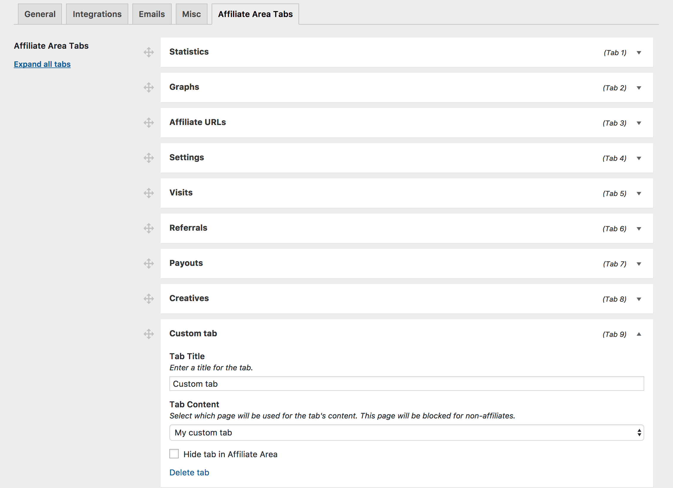 User Interface of AffiliateWP