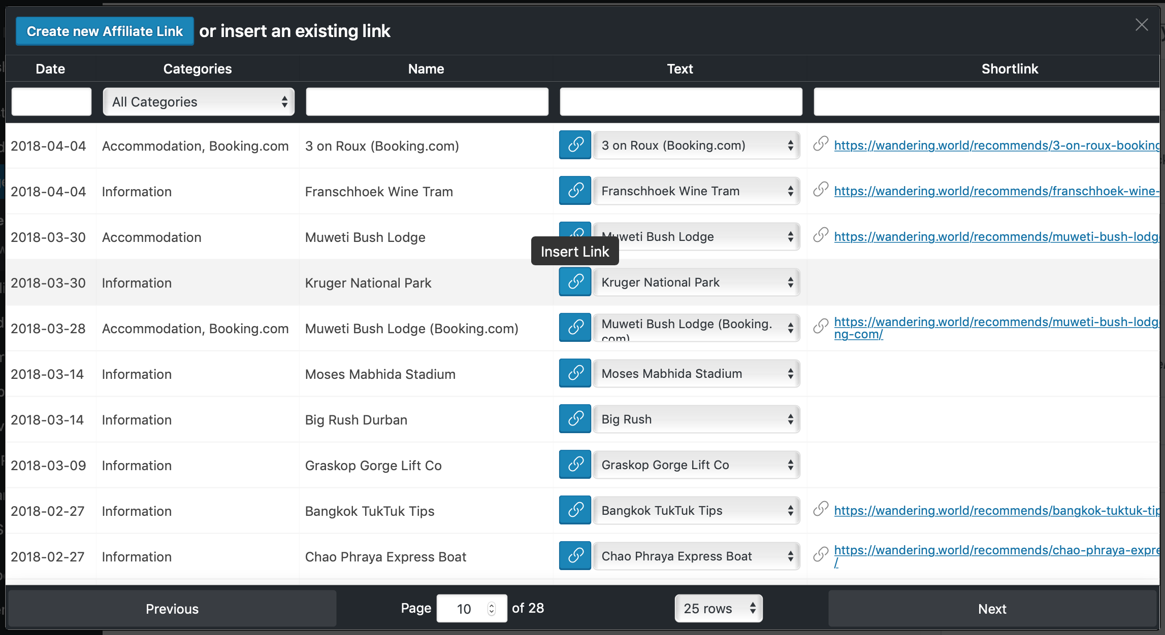 User Interface of Easy Affiliate