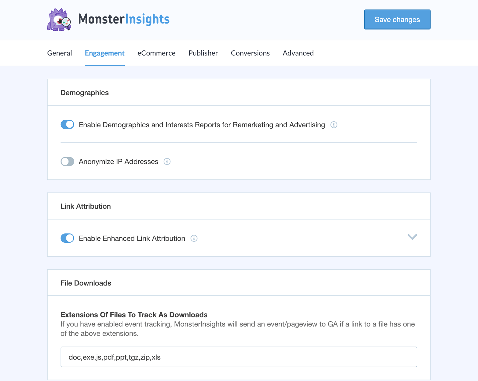 User Interface of MonsterInsights