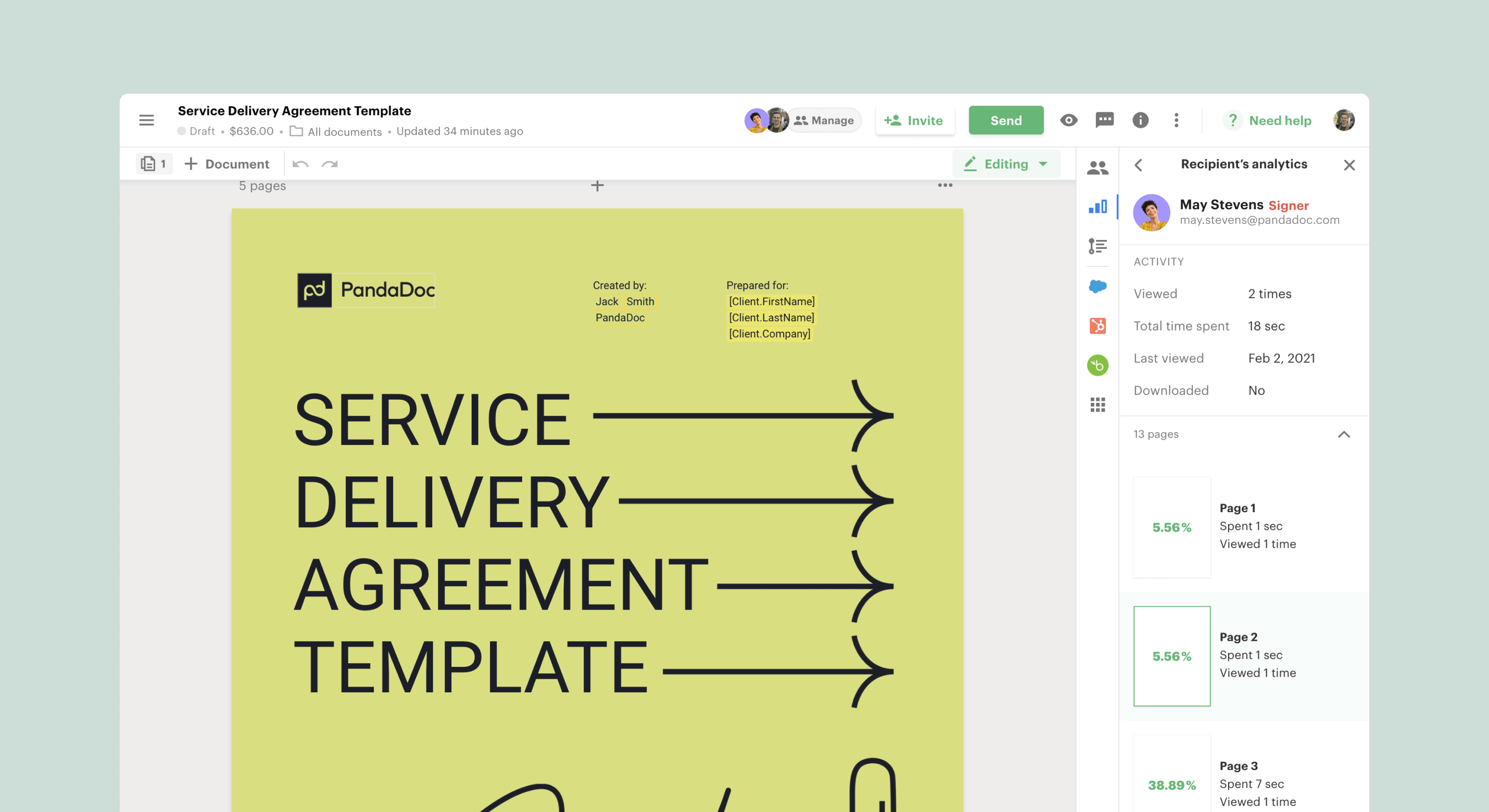 User Interface of PandaDoc