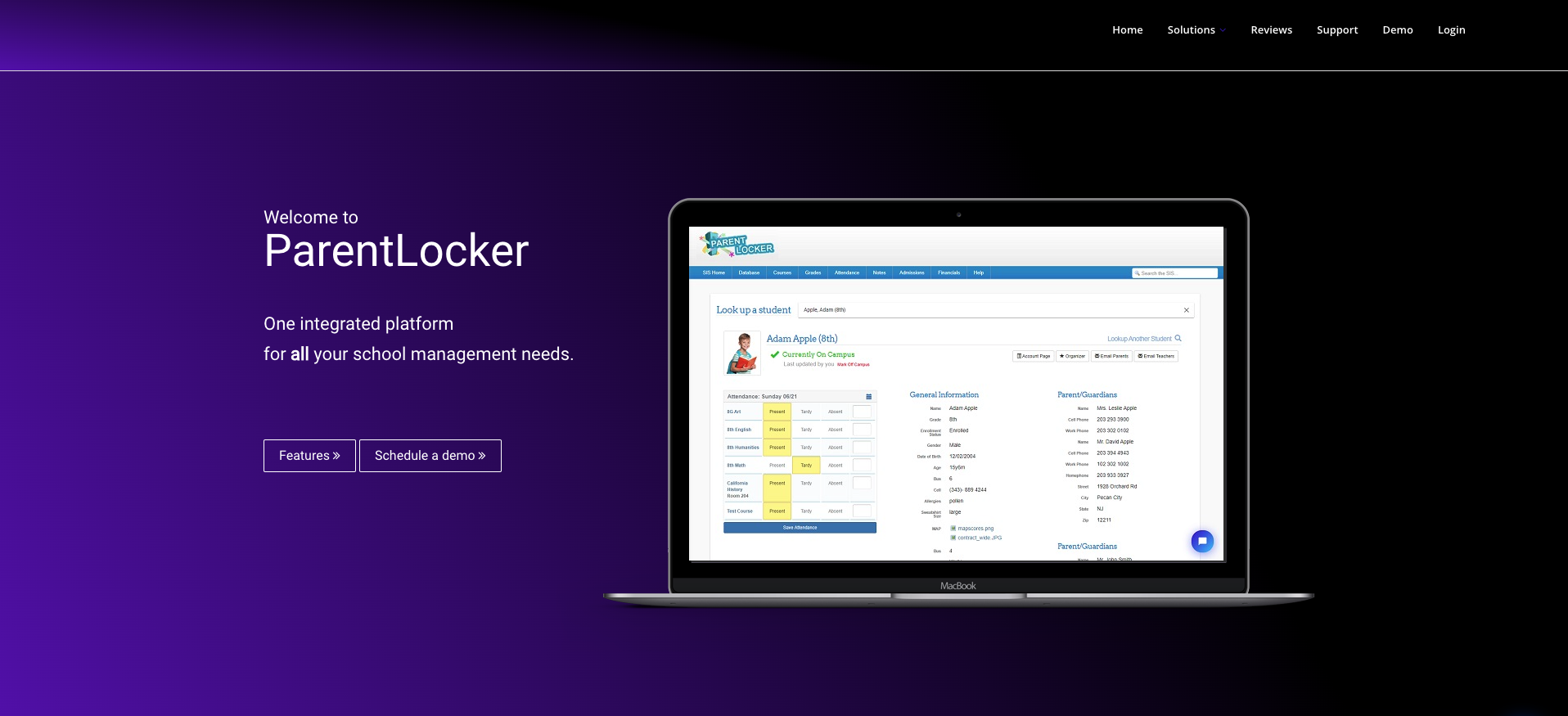 ParentLocker Landing Page