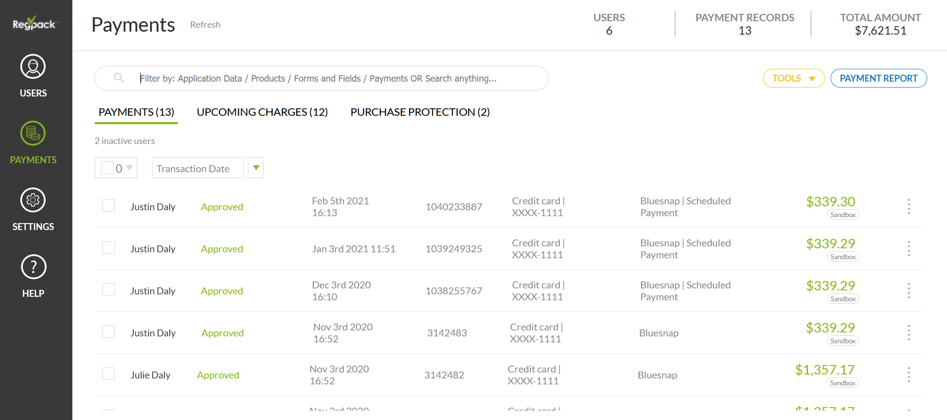 User Interface of Regpack