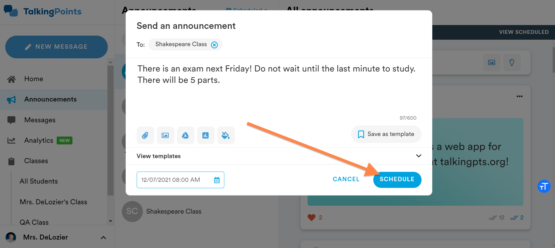 User Interface of TalkingPoints