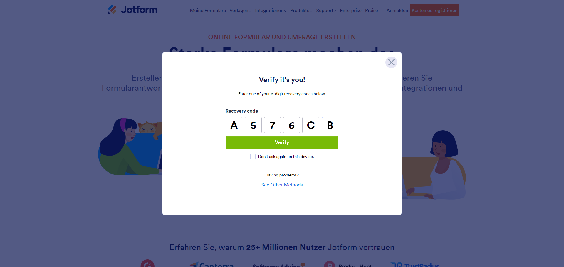 Wie Sie sich mit den Wiederherstellungscodes bei Ihrem Enterprise-Konto anmelden können Image-4