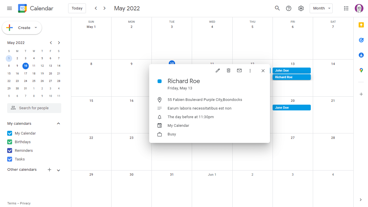 Example of how a form submission appears in Google Drive