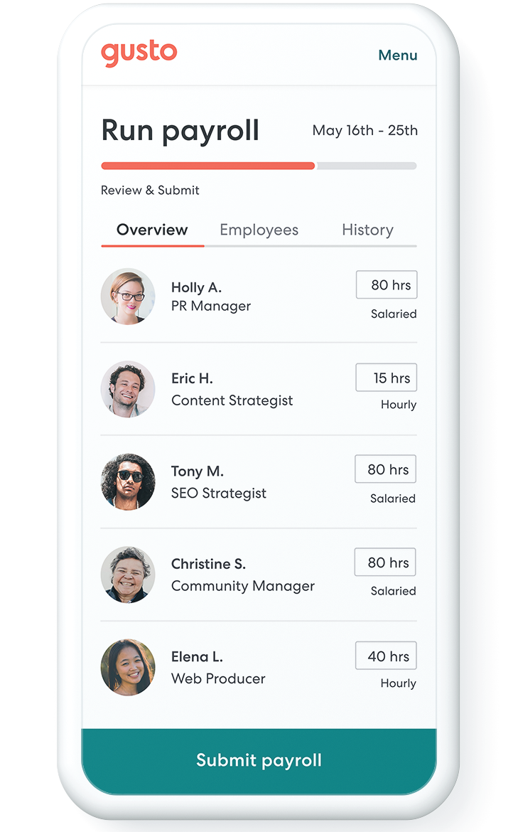 User Interface of Gusto