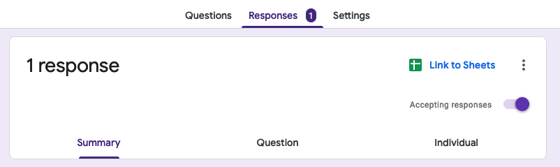 Screenshot Google Forms’ Responses page