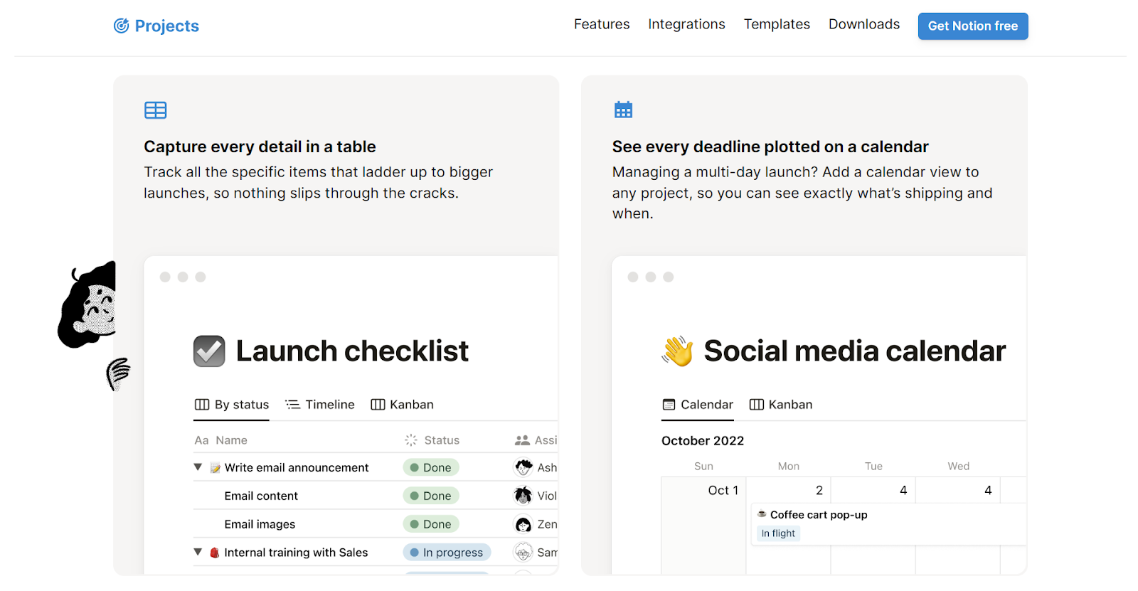 Screenshot of Notion’s project management features
