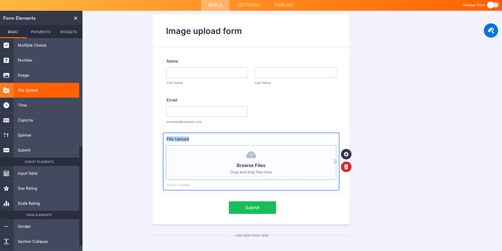 Image Upload Form in Jotform Form Builder Adding File Upload Field to the Form