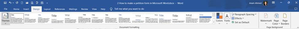 Design Tab on Microsoft Word