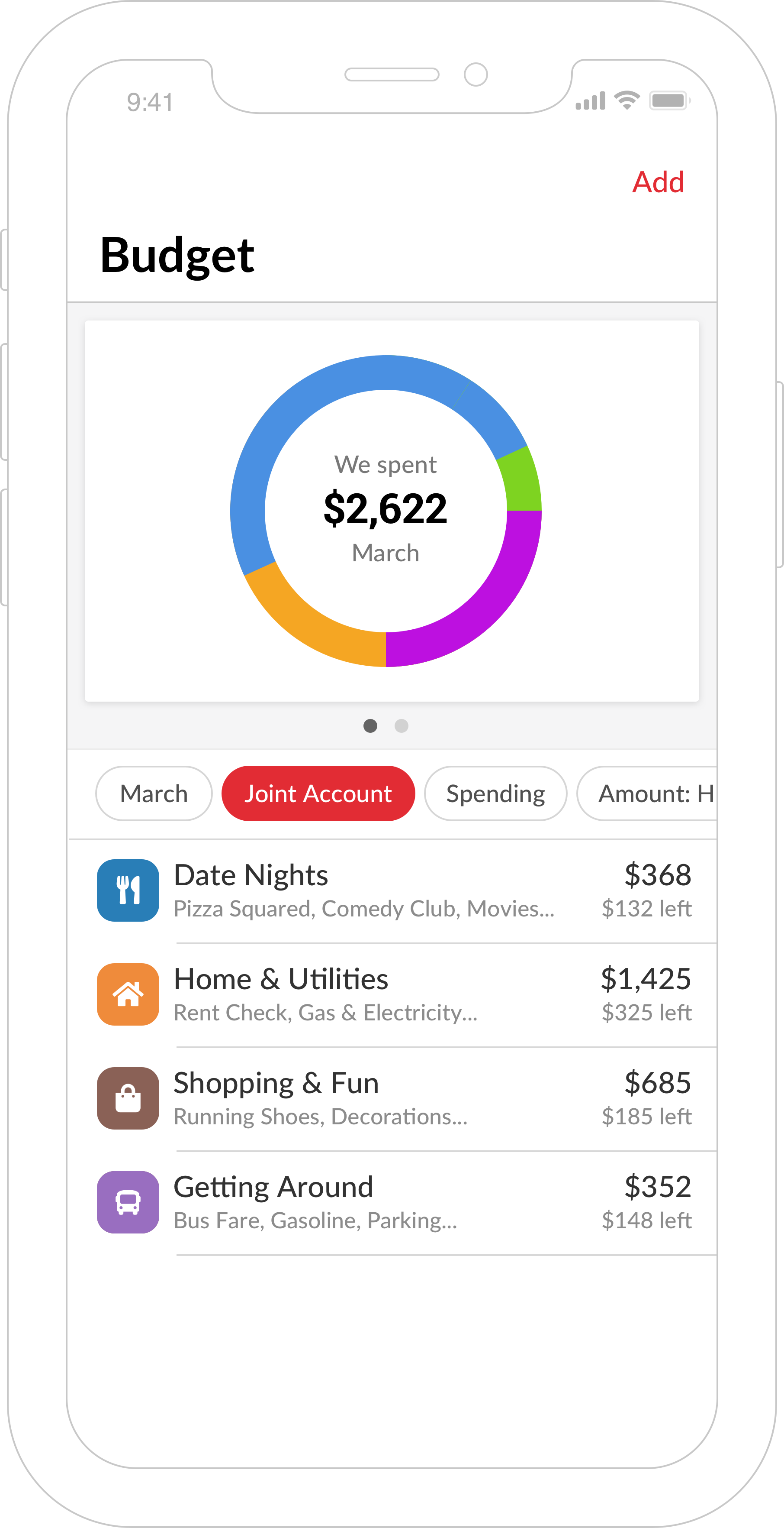 User Interface of Honeydue