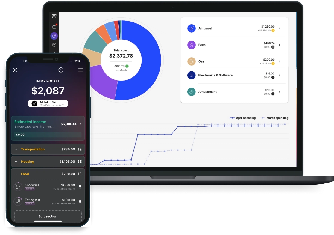 User Interface of PocketGuard