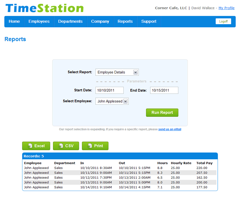 User Interface of TimeStation
