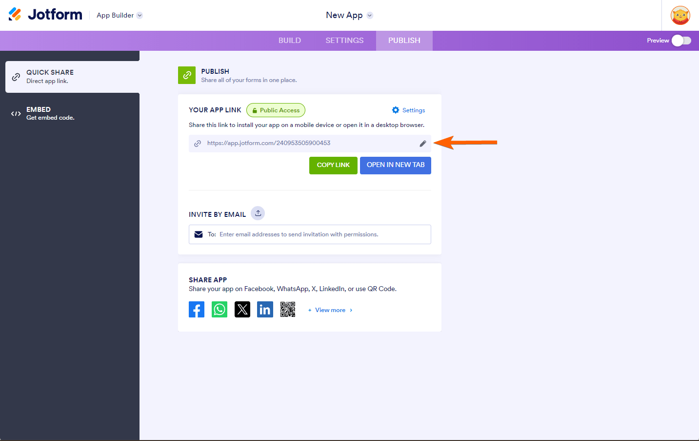 Editar URL de App en el Creador de Jotform Apps