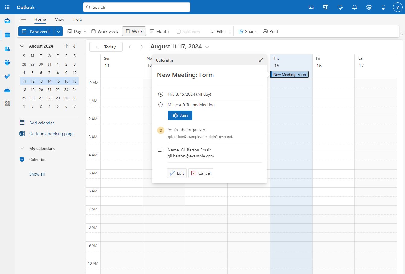Microsoft Outlook Calendar