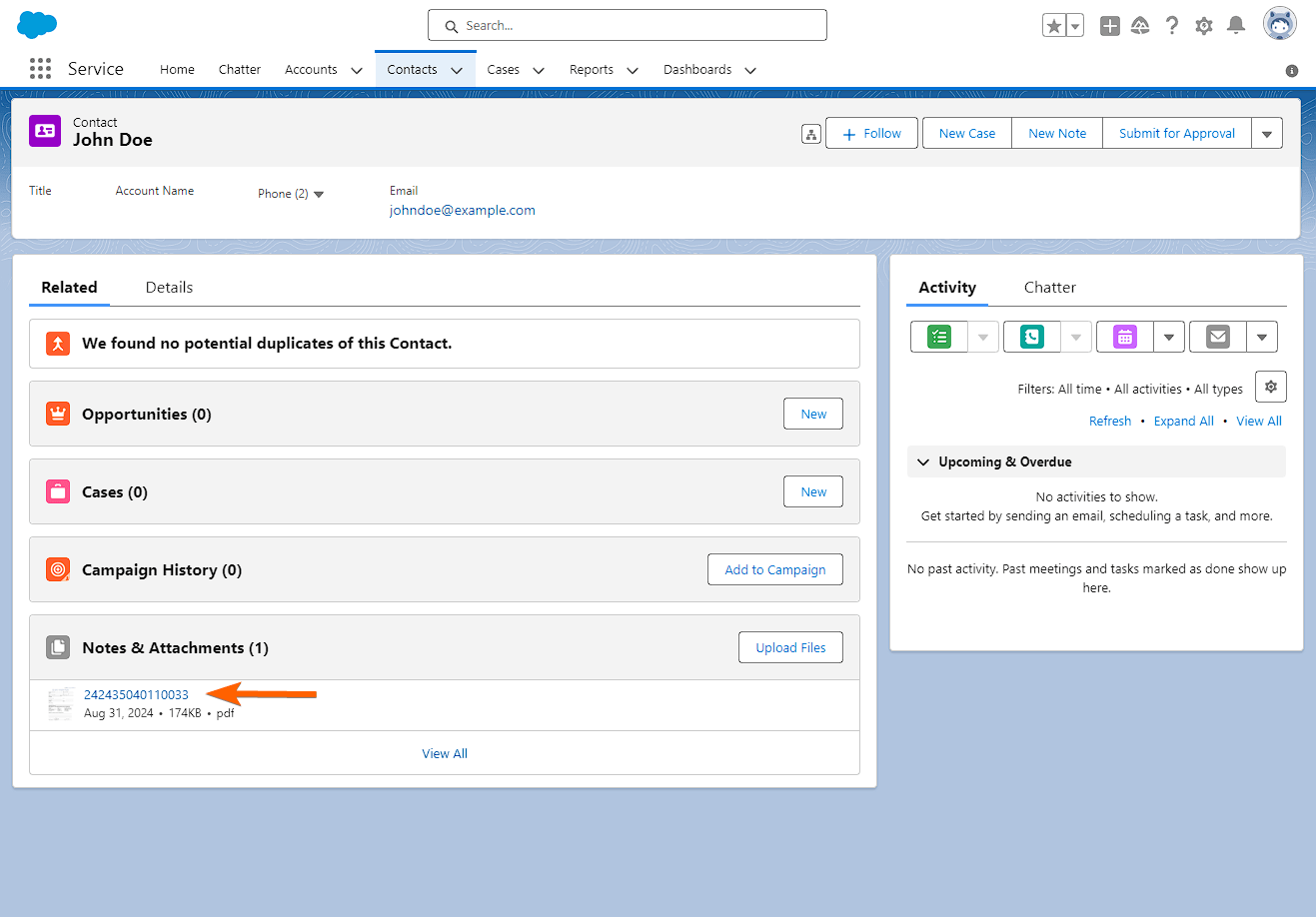 Notes & Attachments section in Salesforce