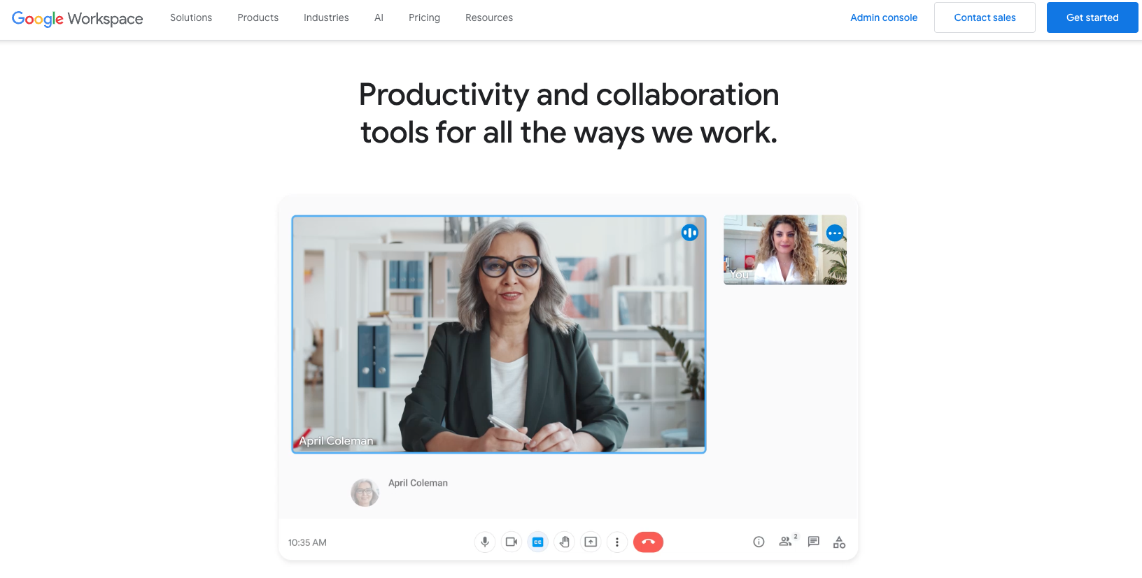landing page of google workspace