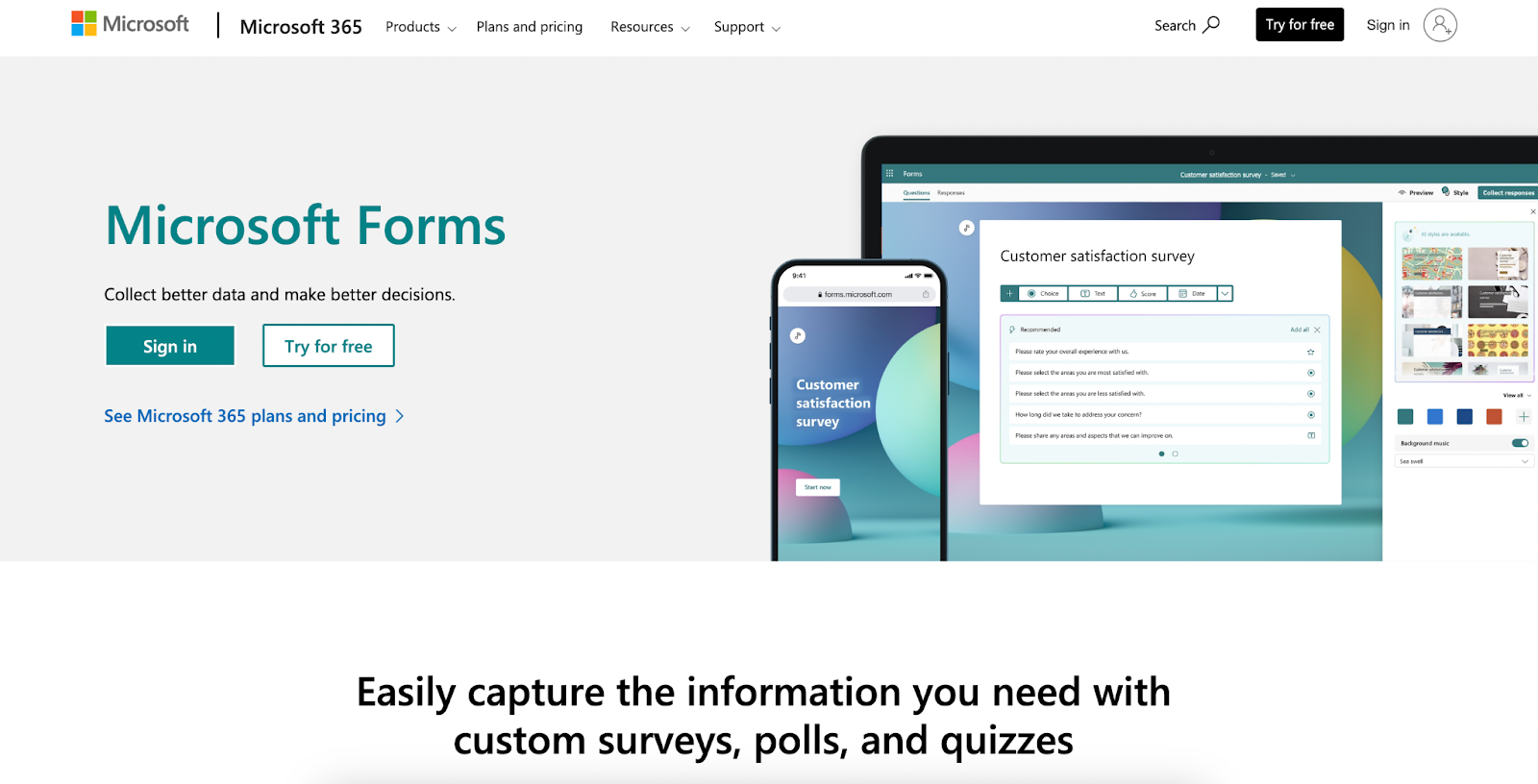 Microsoft Forms Landing Page