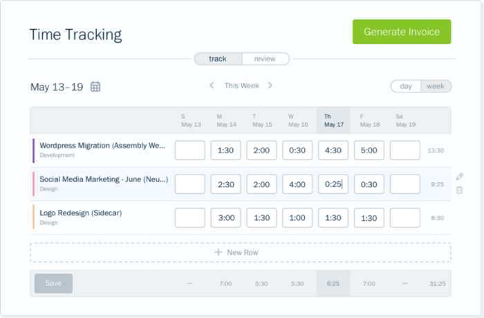 time tracking feature in freshbooks