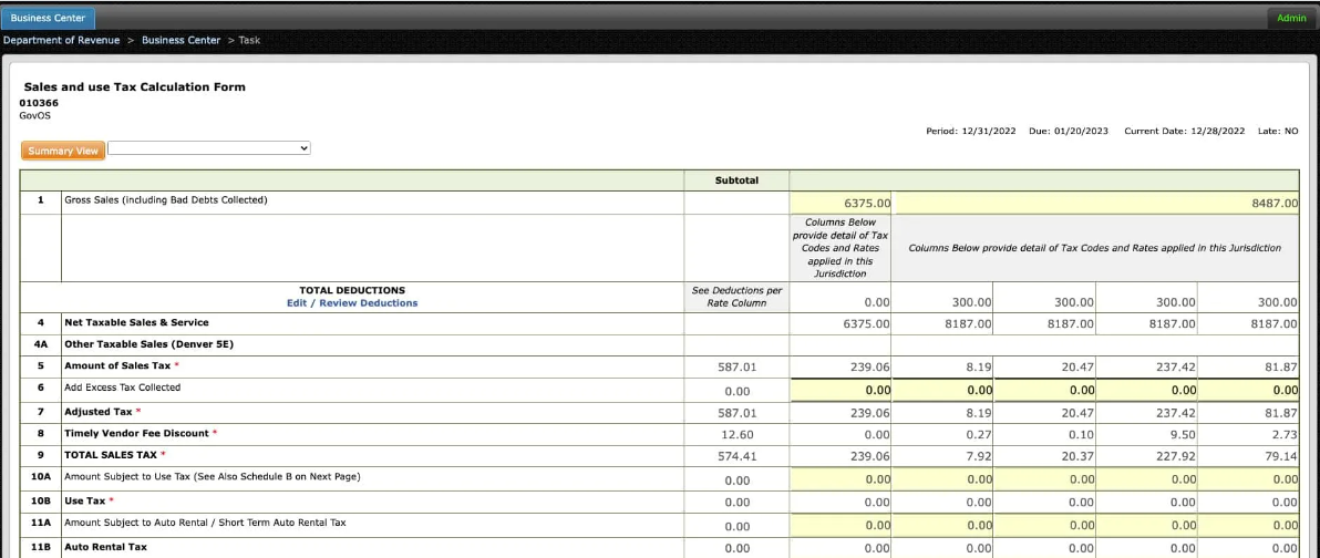 User Interface of GovOS