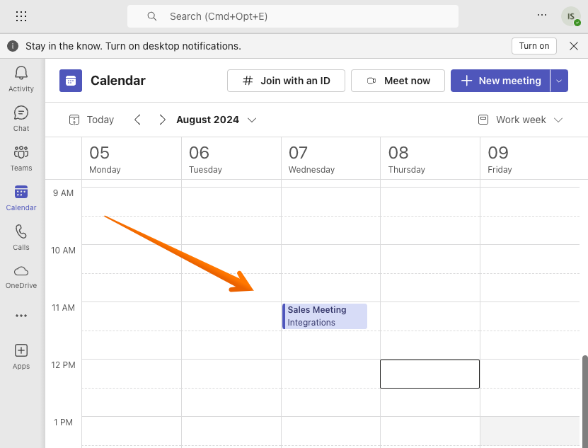 A Meeting Scheduled in Microsoft Teams Using a Sales Appointment Form