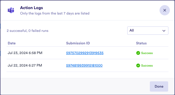 Viewing the Action Logs