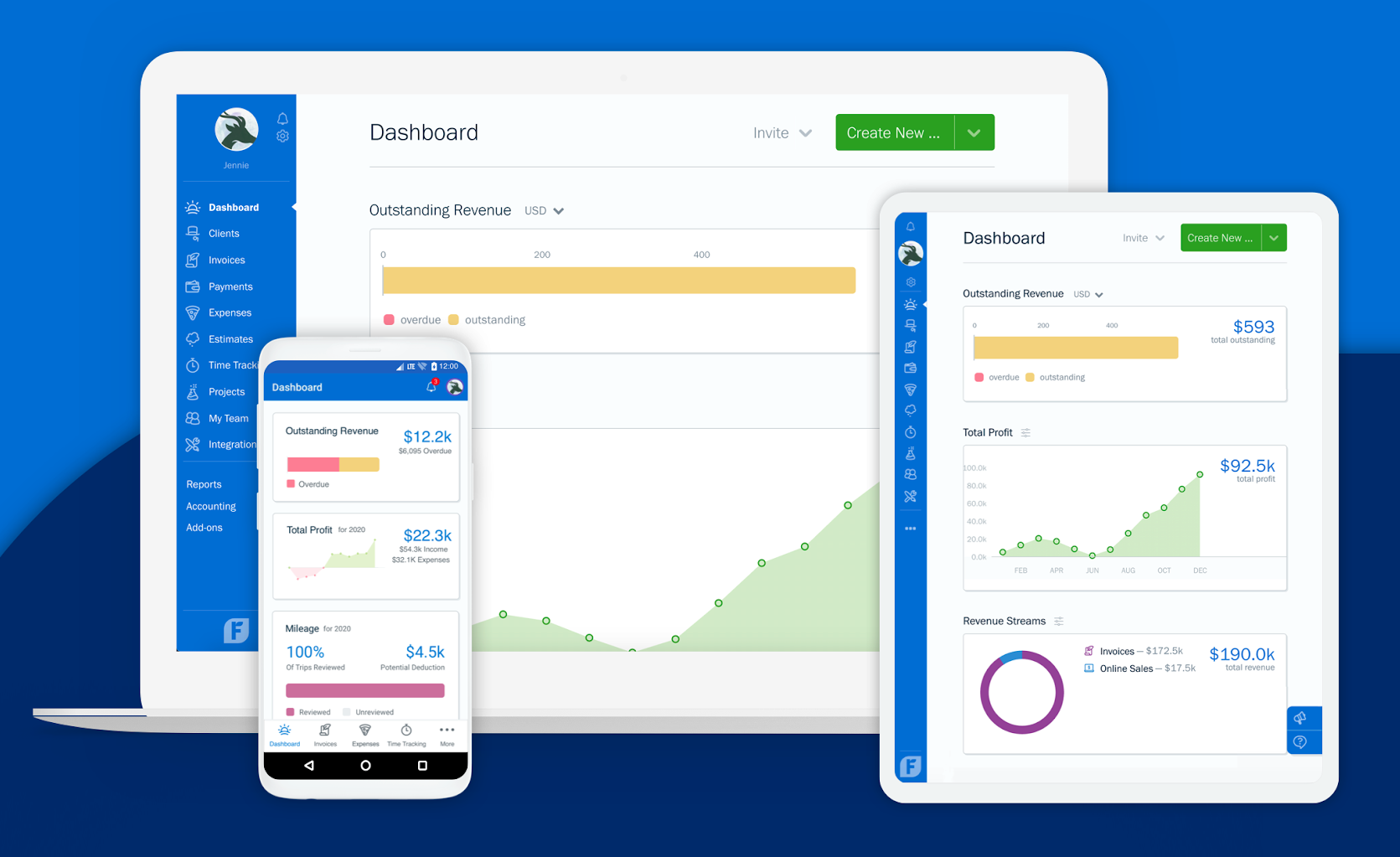 User Interfaces of FreshBooks