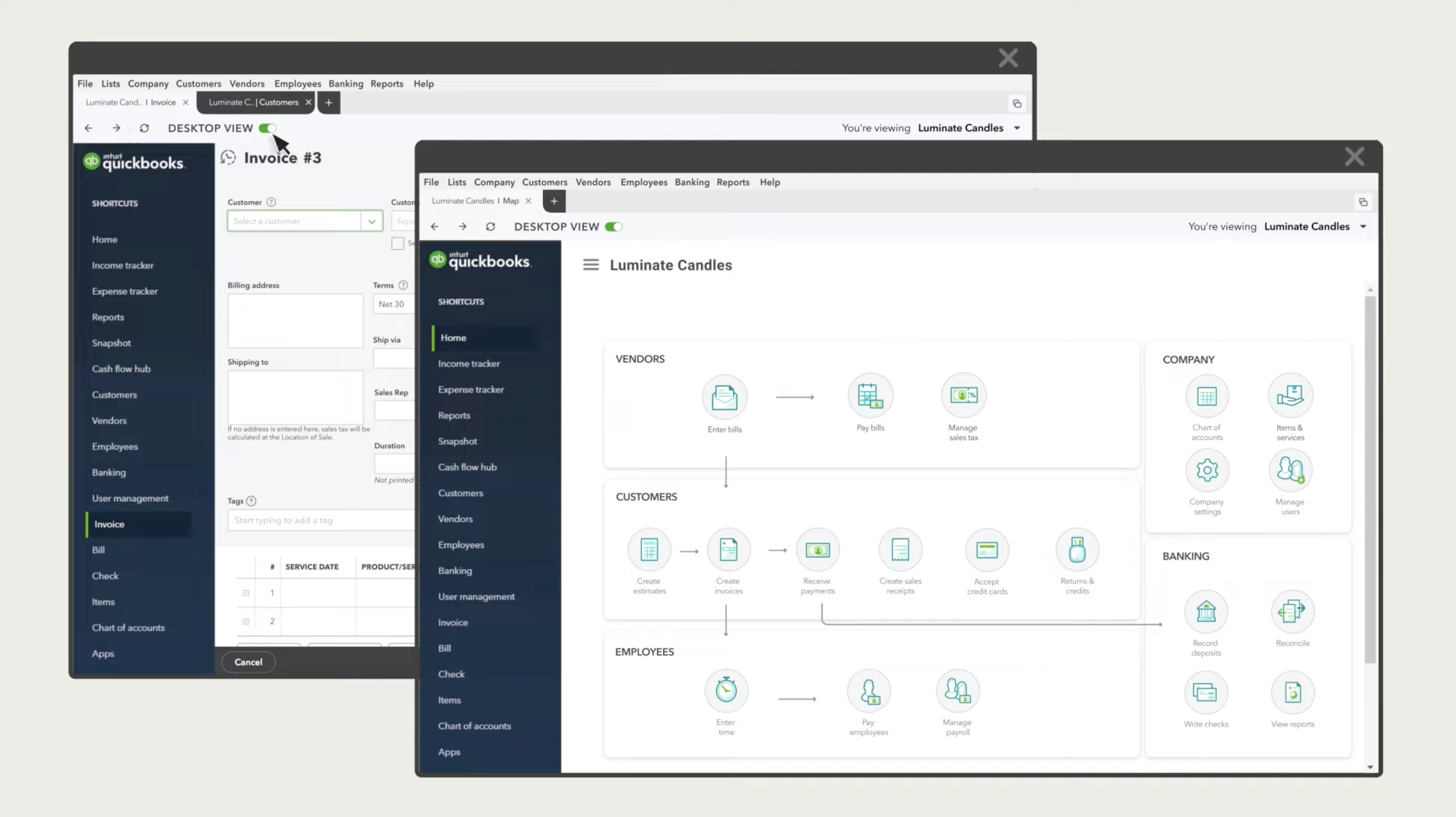 User Interface of QuickBooks