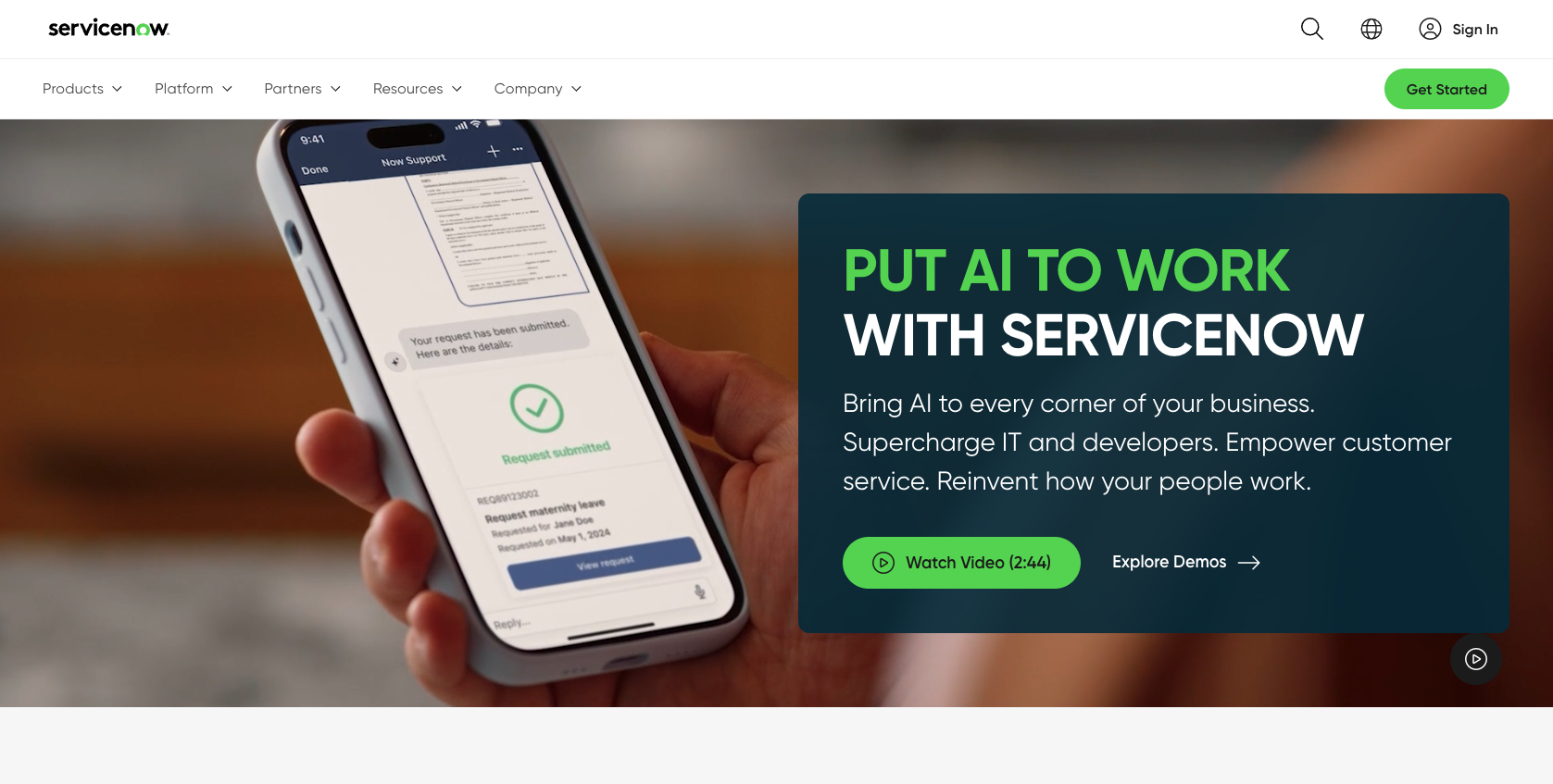 ServiceNow Landing Page