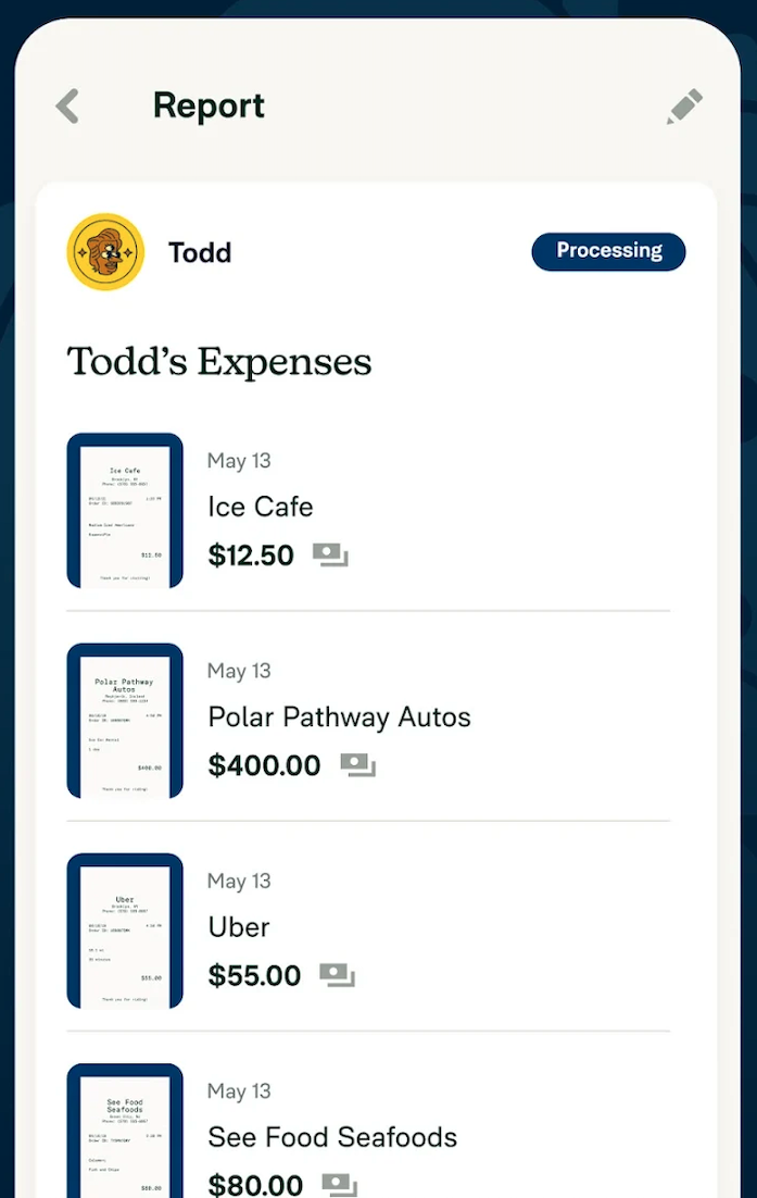 User Interface of Expensify