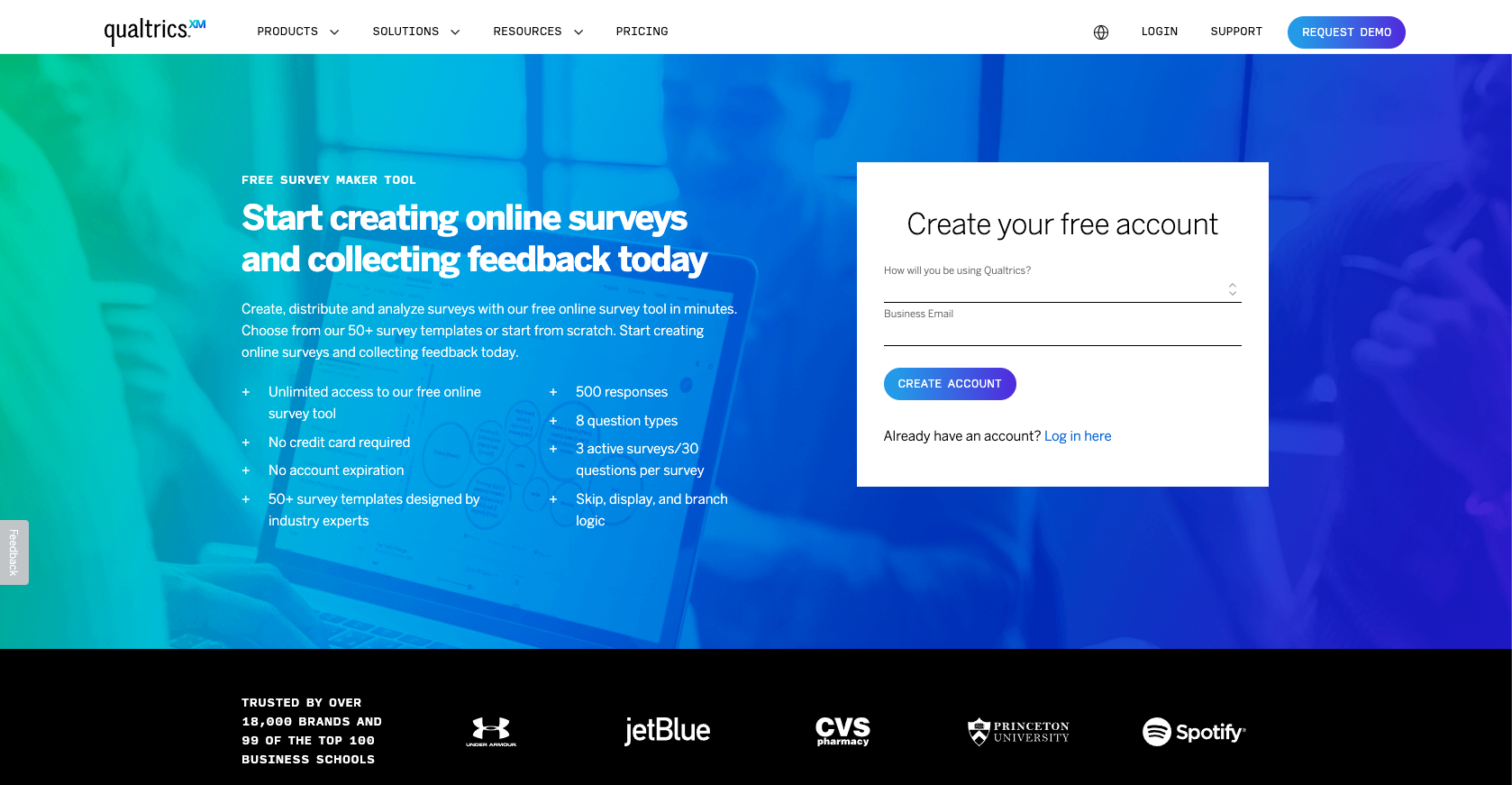 Qualtrics Landing Page