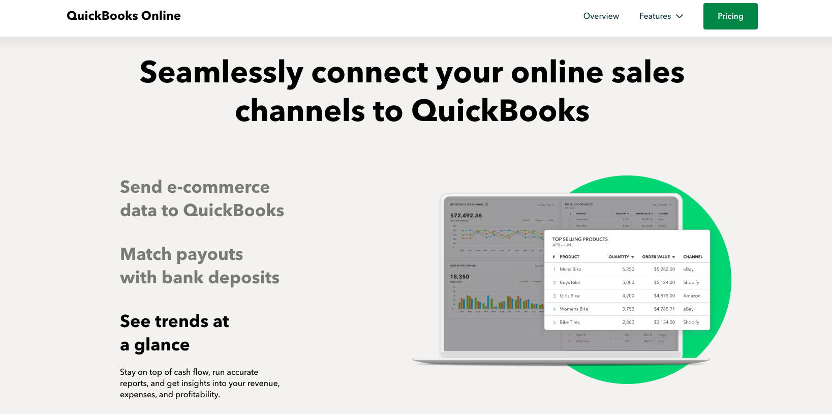 landing page of quickbooks online
