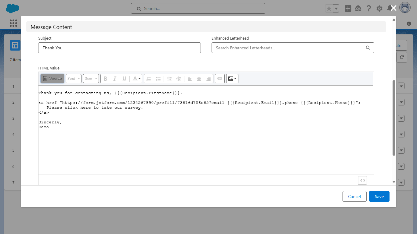 A URL with multiple query parameter in a Salesforce email template
