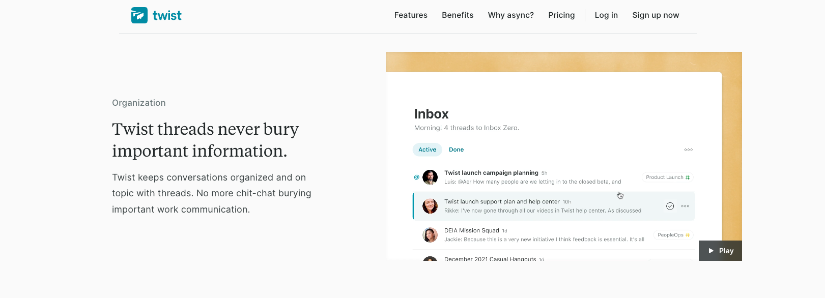 landing page of twist